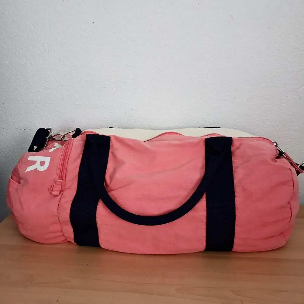 Vintage Tommy Hilfiger Duffle Bag Strap Spell Out Canvas Travel Zipper Pockets